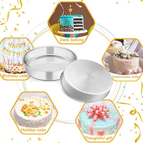 TeamFar 9.5 Inch Cake Pan Set of 2, Round Layer Cake Baking Pans Tins