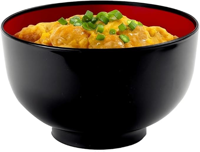 JapanBargain, 2-Pack Authentic Japanese Plastic Ramen Bowl, Black and Red Lacquered Style Noodle Soup Bowl, Made in Japan, Food Safe BPA Free, Microwave and Dishwasher Safe, 38 oz