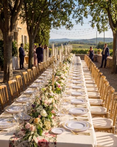Nervure 350Pcs Gold Plastic Plates, Disposable Dinnerware Set for 50 Guests