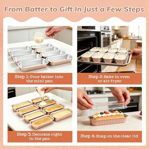 NPLUX Mini Halloween Baking Pans with Lids, 6.8oz 50 Pack for Parties