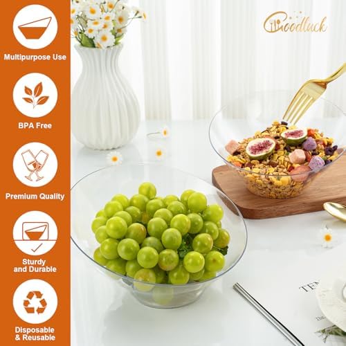 Goodluck 5 Pack Clear Plastic Serving Bowls for Party - 20 OZ