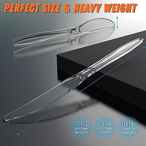 Dipoo 7.5" Clear Plastic Knives Heavy Duty, 168 Count