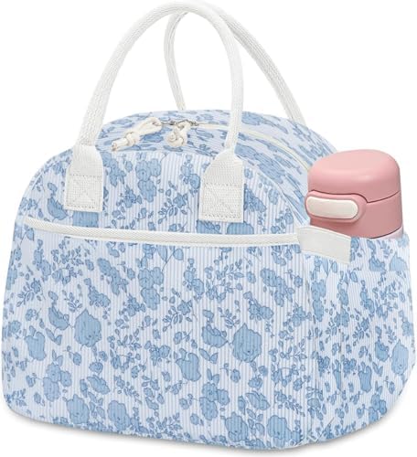 Carry bloom Lunch Box for Women, Insulated Lunch Bag Cute Corduroy Lunchbag