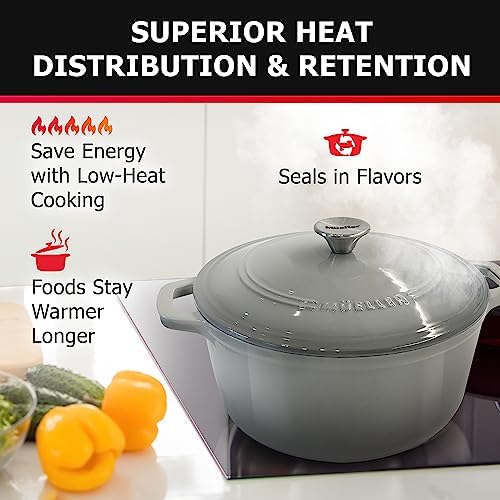 Mueller 6 Quart Enameled Cast Iron Pot Dutch Oven, Heavy-Duty