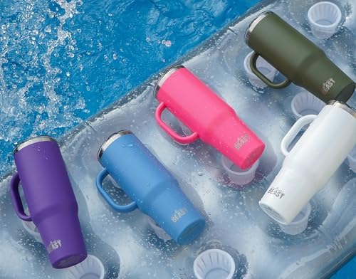 Beast 50 oz Tumbler with Handle Stainless Steel Vacuum Insulated Coffee Ice Cup Double Wall Travel Flask (Cupcake Pink)