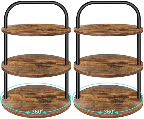 Cupcake Stand, 360° Rotating Wooden Cupcake Stand 3 Tier Large Dessert Table Display Set Cupcake Tower Tiered Tray Stand Serving Tray for Party Supplies Vendor Display Farmhouse Decor (2 Pack)