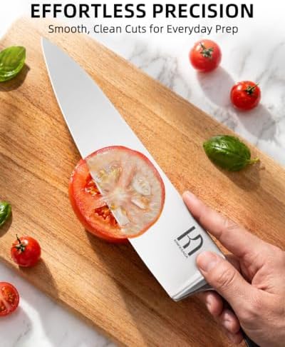 KnifeSaga Knife Set 15 Pcs High Carbon Stainless Steel Kitchen Knife Sets with Block & Sharpener, Premium Razor-Sharp Black Knives Block Set for Kitchen, Ergonomic Full-Tang Handle