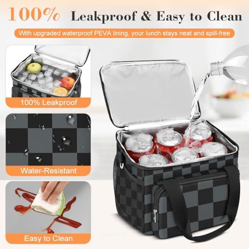 Coobiiya Insulated Lunch Box for Men & Women, Leakproof Lunch Bag Cooler Bag with 4 Pockets,Heavy Duty Lunch Bags Men Cooler Bags for Camping, Travel, Work Kayaking & Beach
