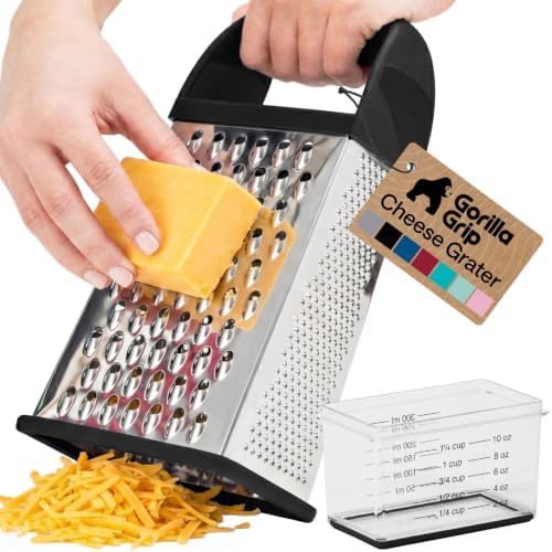 GORILLA GRIP® XL 4-Sided Stainless Steel BPA-Free Cheese Grater, Black