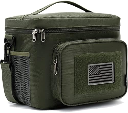 FlowFly Tactical Lunch Bag Large Insulated Lunch Box Cooler Tote for Men, Women with MOLLE/PALS Webbing (Army#Green, Large)