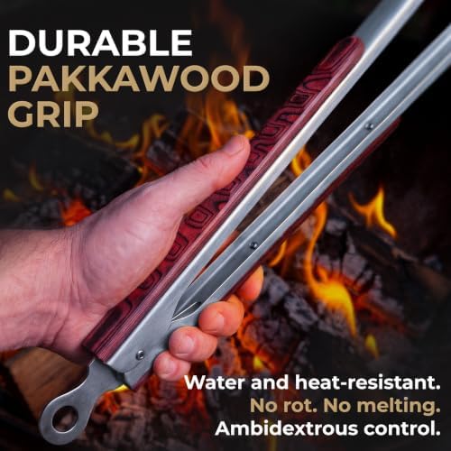 25-Inch Heavy Duty Metal Grill Tongs for Outdoor Grill & Log Fire