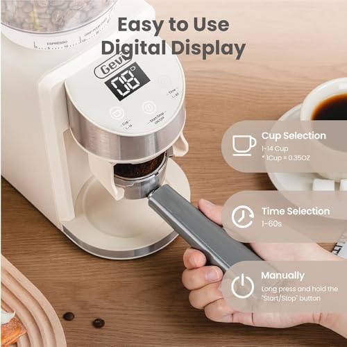 Gevi Burr Grinder,35 Grind Espresso Drip French Press,Anti-Static Beige