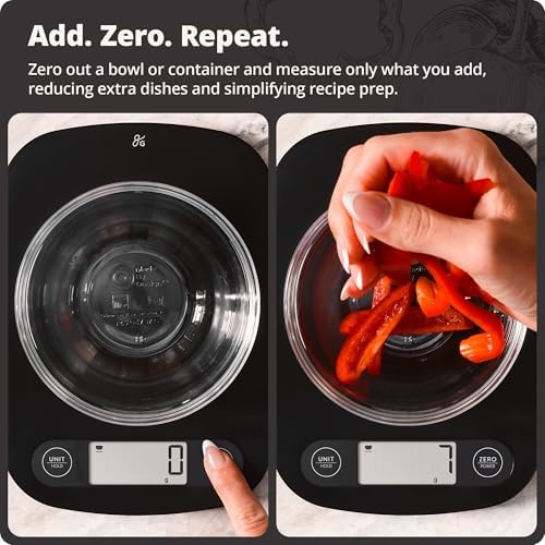 Greater Goods Food Scale, Slim & Compact Build, 1g Precision (Matte Black)