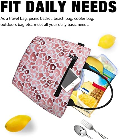 Aosbos Lunch Tote Bag,Insulated Lunch Bag For Women,Work,Office, Leopard