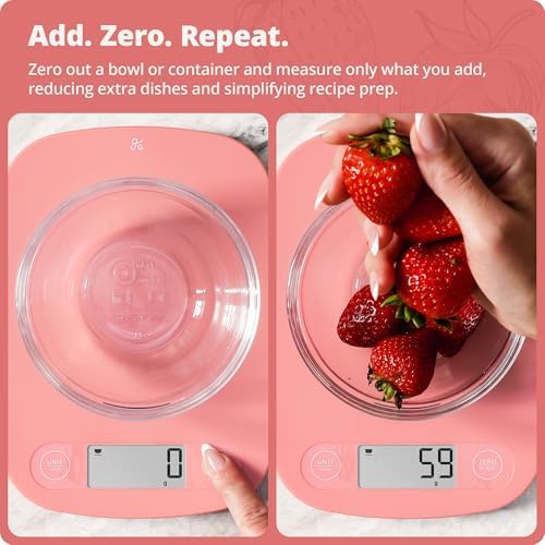 Greater Goods Food Scale, Slim & Compact Build, 1g Precision (Coral Pink)