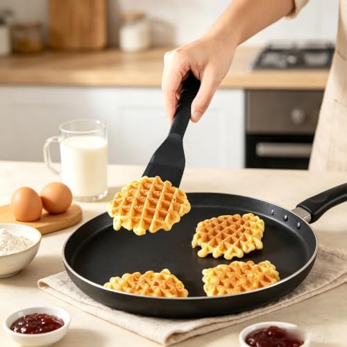【2 Pack】Kunovo Small Spatula for Nonstick Cookware Mini Spatulas for kitchen Use,Heat-Resistant Silicone Thin Spatula Cooking Baking (2 Pack-Black-R)