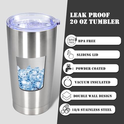 20 oz Tumbler Insulated Tumblers Stainless Steel Coffee Mug,SS 1PCS