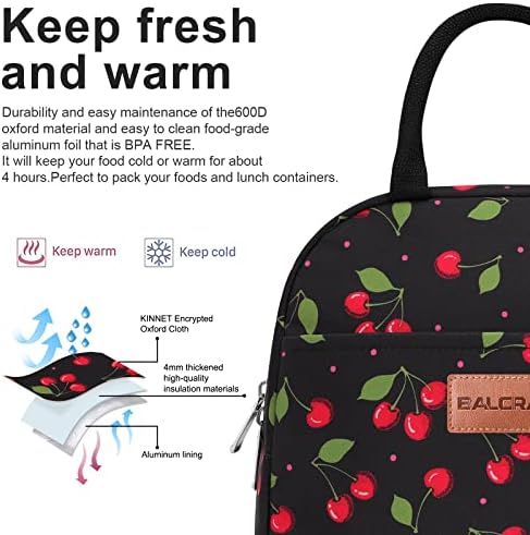 BALORAY Lunch Bag for Women Men Adult Lunch Box (Cherry), M