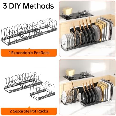 MUDEELA Expandable Pot Pan Lid Organizers inside Cabinet, 20 Divider-Black