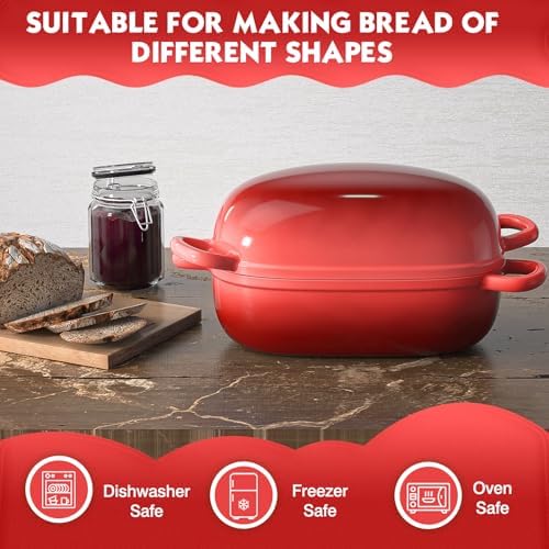 Dutch Oven 9x6 Inch, 2.5QT Cast Iron Bread Pans for Bread Baking