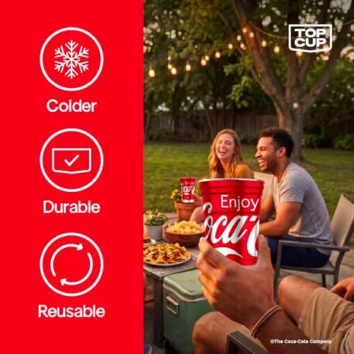 Top Cup Aluminum Party Cups, Enjoy Coca Cola, 20oz, 20 Count
