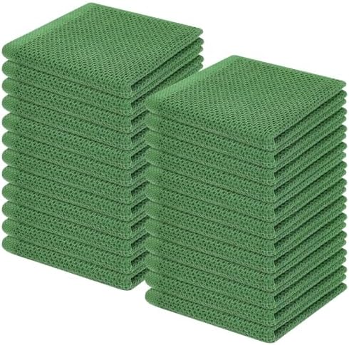 Homaxy 100% Cotton Waffle Weave Kitchen Dish Cloths 24-Pack, Grass Green