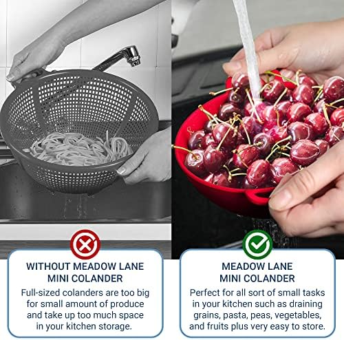 Meadow Lane 6-Inch Small Colander, 3-Cup Food Strainer, Cardinal Red