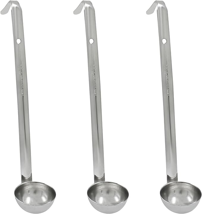 Piutouyar 3 Pcs 1 oz Soup Ladle Set, Stainless Steel Ladle with Long Hooked Handles Kitchen Cooking Serving Ladle Accessories for Cooking Soup Sauce Stews
