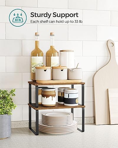 SONGMICS Cabinet Organizer Shelf, Set of 2 Spice Rack, Kitchen Storage