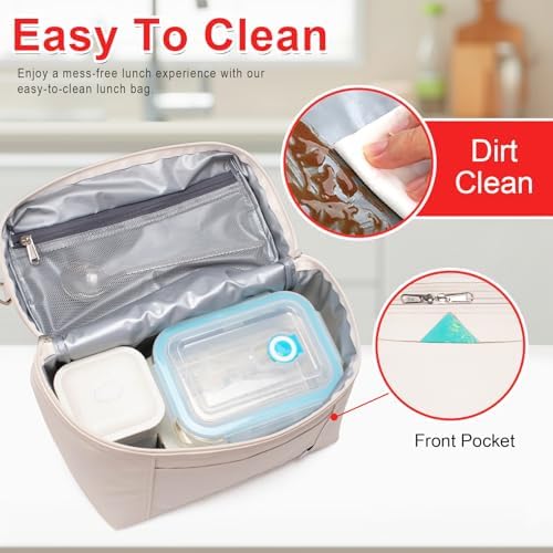 NOL 8L Insulated Lunch Bags for Women Cooler Bag Lightweight Nylon Waterproof Lunch Box For Work(Medium, Cream)