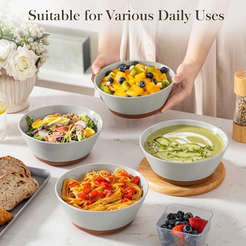 MALACASA Soup Bowls, Ceramic Salad Bowls Set of 4, 36oz Ceramic Bowls