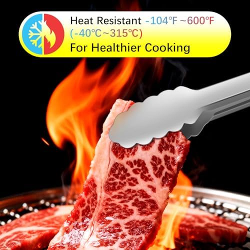 Stainless Steel Cooking Tongs, Heat Resistant Metal Tongs 9" and 12"