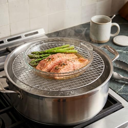 TrueCraftware- 17-3/4” Round Steamer Rack/Cooling Rack Nickel Plated- Steamer Insert for Veggie Fish Seafood Cooking for Cooling Steaming Baking Cooking Lifting Food in Pots Cake Pan Pressure Cooker