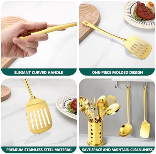 Stainless Steel Kitchen Utensils Set,11pcs Cooking Utensils Set with Holder