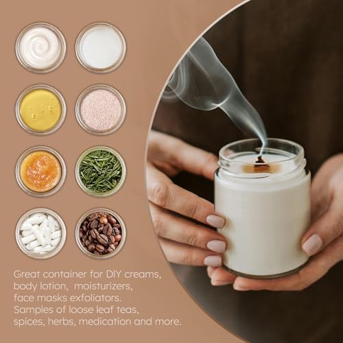 2 Pack 8 OZ Glass Jars with Plastic Woodgrain Lids & Inner Liners
