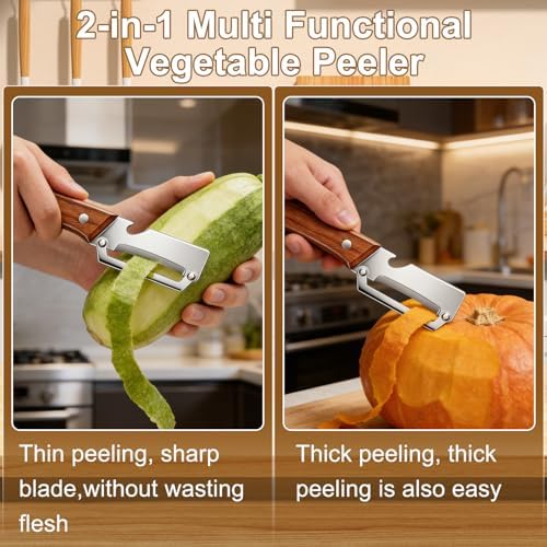 Premium Vegetable Peeler with Wooden Handle and Bottle Opener(2 PSC)