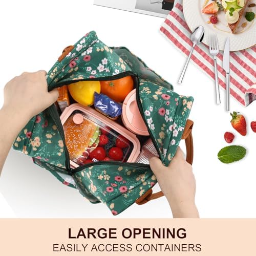 Joymee Lunch Bag Women Insulated With Bottle Holder -Corduroy Multi-Floral