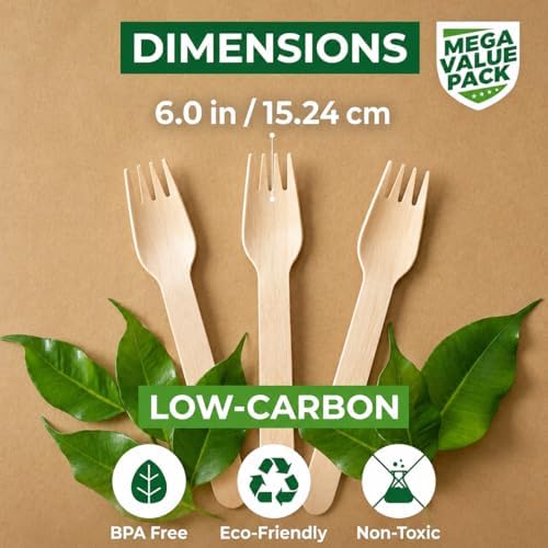 700 Wooden Forks - Wooden Utensils - Disposable Utensils Set - Compostable