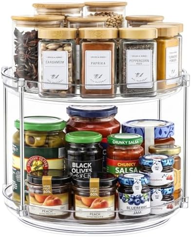 2 Tier Clear Acrylic Lazy Susans, Non-Skid Turntable Organizer, 11'