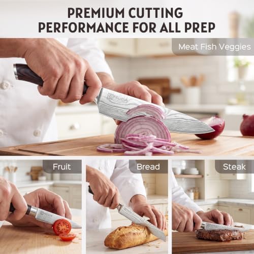 PAUDIN 17 PCS Kitchen Knife Set, Razor Sharp Knife Block Sets, Ideal Gifts