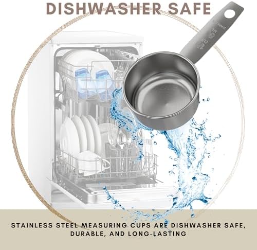 1/3 Cup Stainless Steel Measuring Cup | Sturdy Metal 80 ml | 80 cc | 3 oz | Single Cup for Wet and Dry Ingredients | Great for use as 1/3 Cup Dog Food Scoop - 12 PK