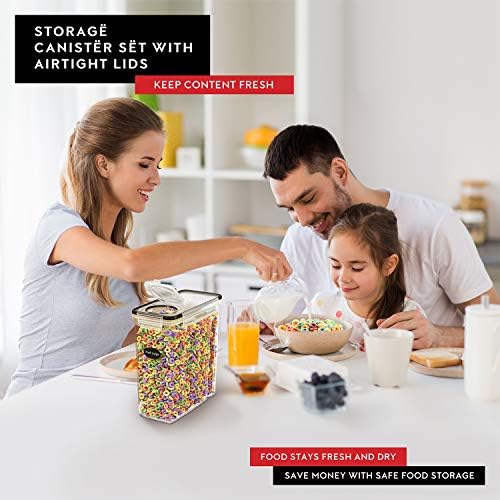 DWËLLZA KITCHEN Cereal Containers Storage 3 Pack 135 fl. oz Cereal Dispenser Countertop, Airtight Food Storage Containers for Pantry Organization and Storage, Bpa-Free with Marker & Labels