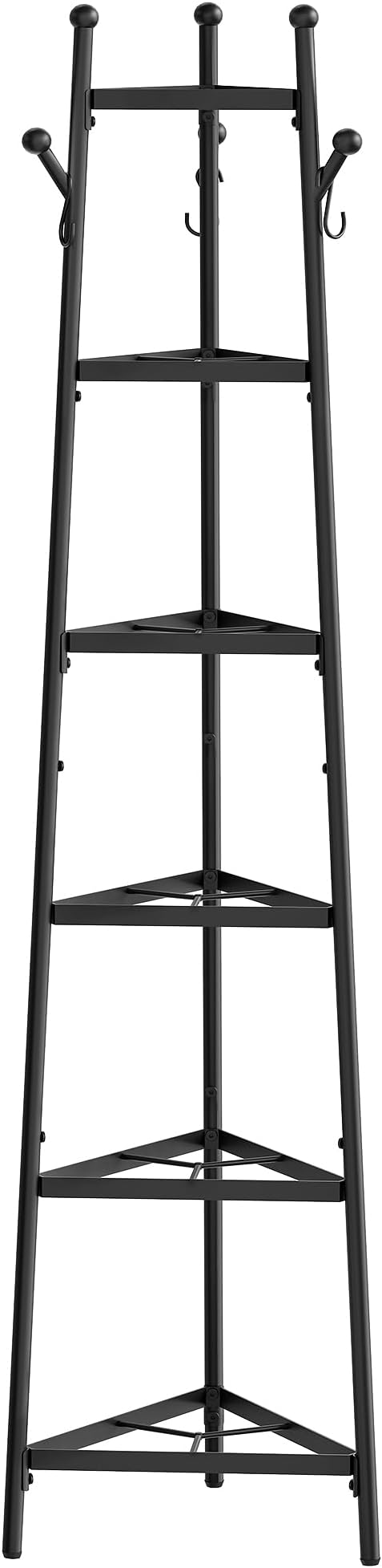 Pot Racks, 6-Tier Cookware Stand, Triangle Shelf Storage Tower for Kitchen, Pans Pots Storage Rack, Metal Wire Shelf Organizer, Corner Shelf, for Kitchen, Living Room, Black TPR15BB