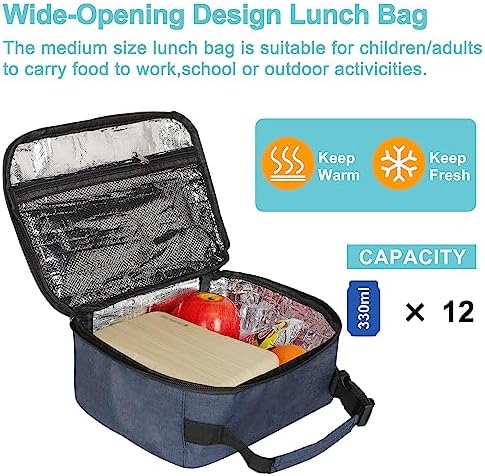 esouler Lunch Box Kids Insulated Lunch Bag for Boys & Girls Durable Children Lunchbox for School with Water Bottle Holder-Blue