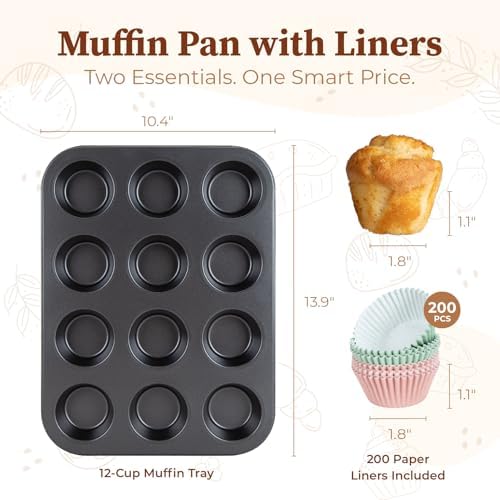 CARTMAN 2-Pack 12-Cup Muffin Pan Set, Carbon Steel Nonstick Cupcake Tin