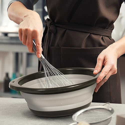 Glad Large Mixing Bowl Collapsible - 5.5L | Foldable Plastic & Rubber Container with Handles for Baking | Dishwasher Safe Kitchen Supplies and RV Essentials (Pack of 12)