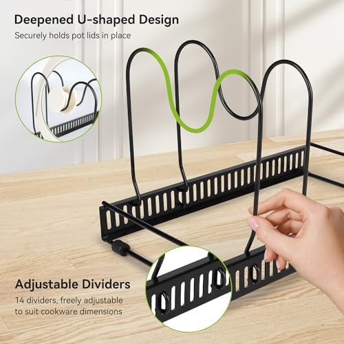 Fyvva Pots and Pans Organizer under Cabinet Expandable 14 Dividers Black