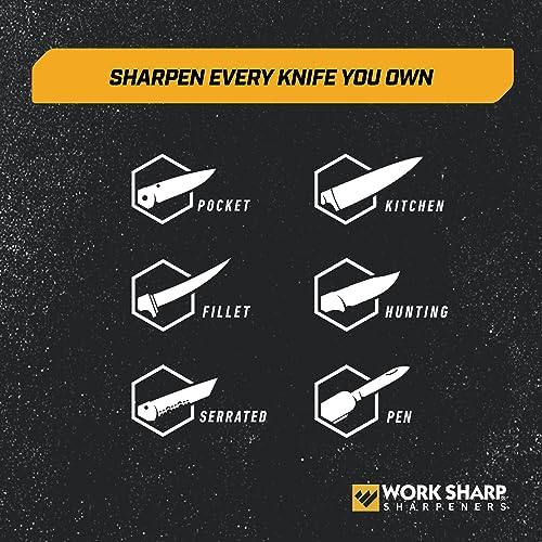 Work Sharp Professional Precision Adjust Knife Sharpener Kit - Complete Sharpening System for Kitchen, Pocket & Hunting Knives - Premium Angle-Guided Sharpening