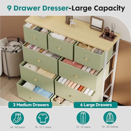 OLIXIS 9 Drawer Tall Dresser for Bedroom, Closet Organizers and Storage