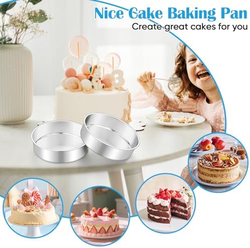 TeamFar 7 Inch Cake Pan, Stainless Steel Round Layer Cake Baking Pan